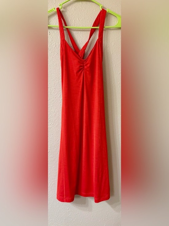 Mountain Hardwear Dresses & Skirts - Mountain Hardwear Bright Red High-Low Dress with V-Ruched Bodice